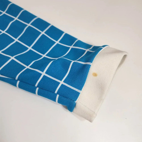 Girls Dress Blue Mod Check Pattern Black & White Collar 1970s 1960s Size 4-5 Vtg - Picture 4 of 13